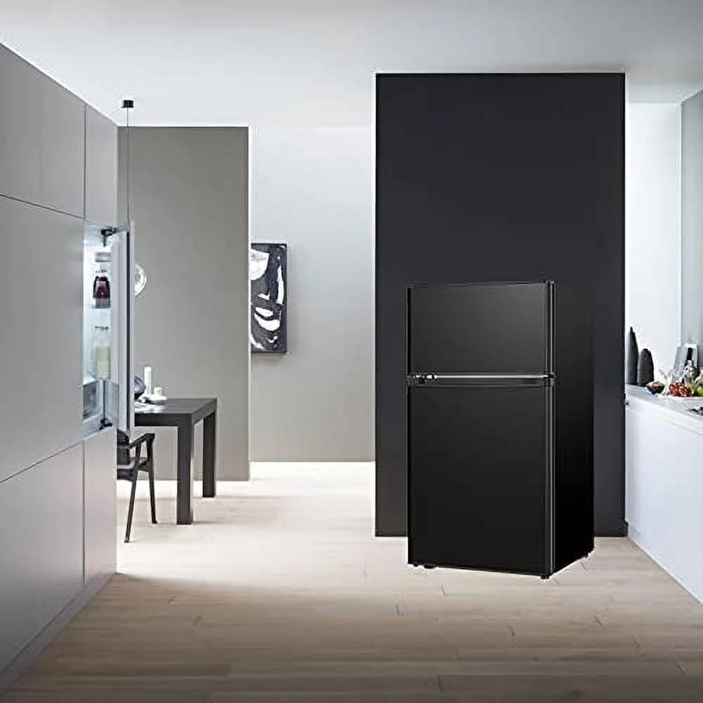 LLBIULife 3.2 Cu.ft Mini Fridge with Freezer  2 Door Compact Refrigerator with Low Noise  For Bedroom  Living Room  Dorm  Kitchen  Office (Black)