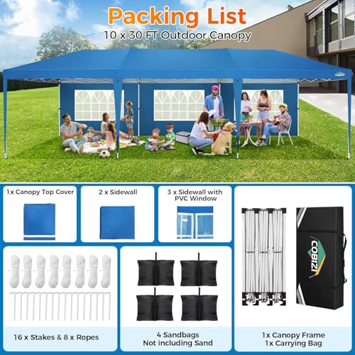 COBIZI 10x10 Pop up Canopy Tent Protable Canopy Tent with 4 Sidewalls Waterproof Commercial Instant Shelter for Parties, Wedding