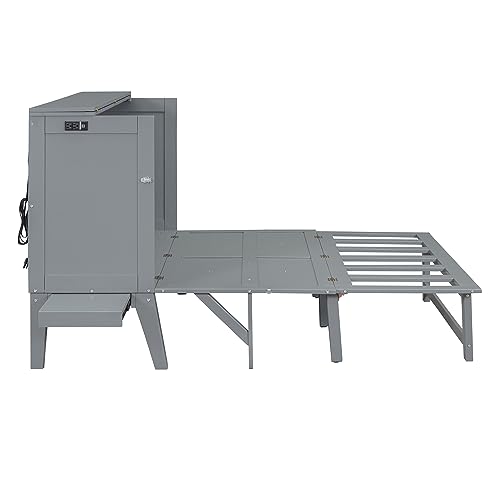 Harper & Bright Designs Queen Size Murphy Bed Wall Bed with Closet and Storage Drawers