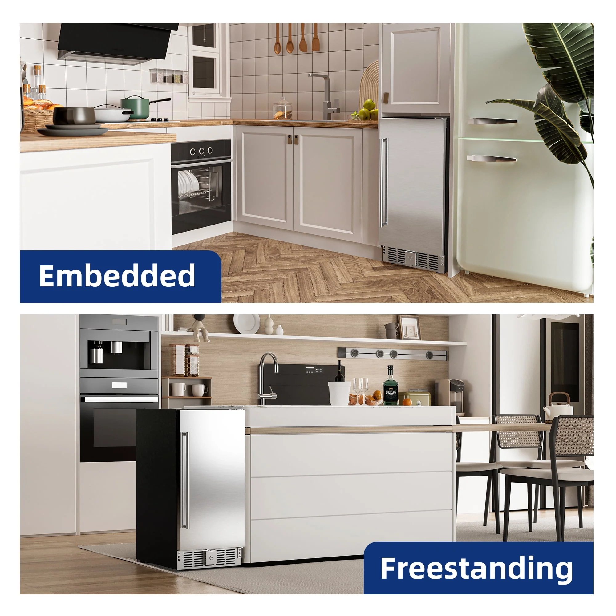 Simzlife 15 Beverage Cooler Under Counter Beverage Refrigerator Beer Fridge with Glass Door