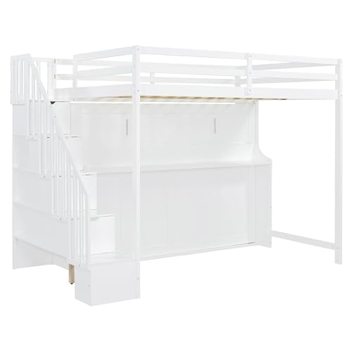 Queen Size Murphy Bed Wall Bed with Desk and Closet,Drawers and Shelves,for Small Spaces Studio Study Office Guest Room Use (Gray#Desk, Queen)