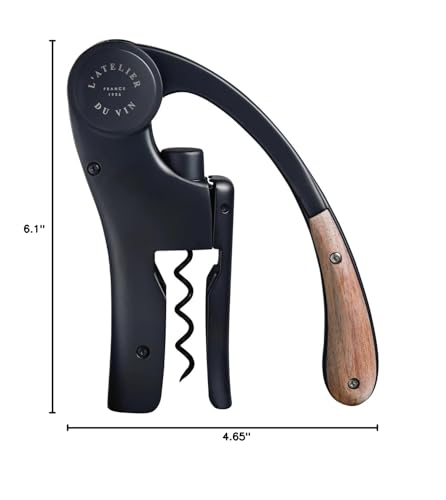 L'atelier Du Vin Oeno Motion Groom Corkscrew & Cork Dome Glass Cloche Display - Tabletop Centerpiece Walnut Wood Base Wine Tasting