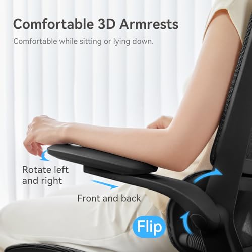 SIHOO M59AS Ergonomic Office Chair, Desk Chair with 3D Flip-up Armrests, Computer Chair with Dual Back Design and Adaptive Dynamic Lumbar Support
