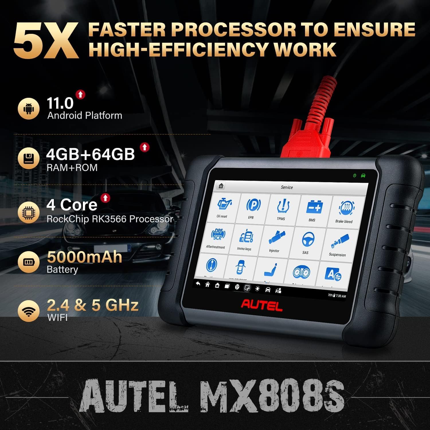 Autel MaxiCheck MX808S Scanner, 2024 Bidirectional 11OS US Ver. of MaxiCOM MK808S/ MK808Z, Function as MX900 MK900 MK900BT, 3000+ Active Test