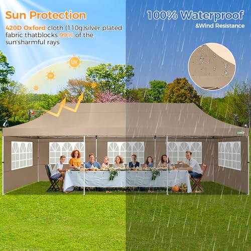 10x10 Pop Up Canopy Tent with 4 Sidewalls and Mesh Windows 2.0