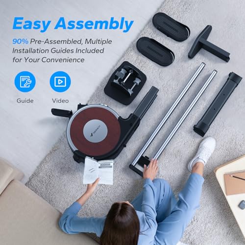 MERACH Rowing Machine, Magnetic Rower Machine for Home, 16 Levels of Quiet Resistance, Dual Slide Rail with Max 350lb Weight Capacity