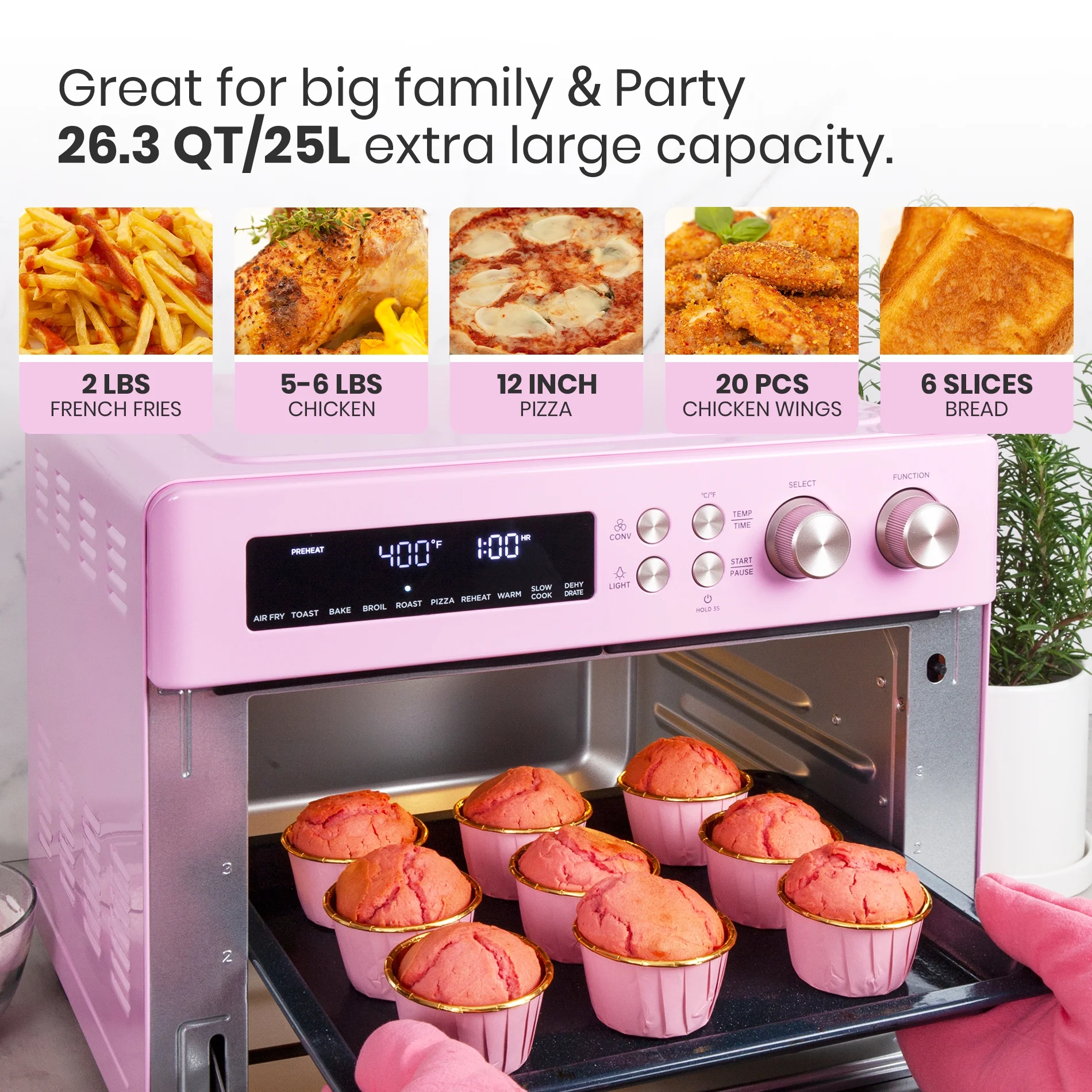 VAL CUCINA Retro Style Infrared Heating Air Fryer Toaster Oven, Extra Large Countertop Convection Oven 10-in-1 Combo, 6-Slice Toast