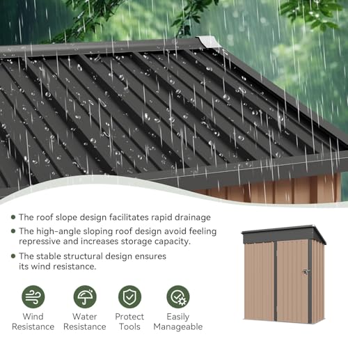 Aoxun 6.2x4 FT Shed Outdoor Storage Shed Metal Garden Shed with Lockable Doors & Slooping Roof Tool Shed Bike Shed for Backyard, Patio