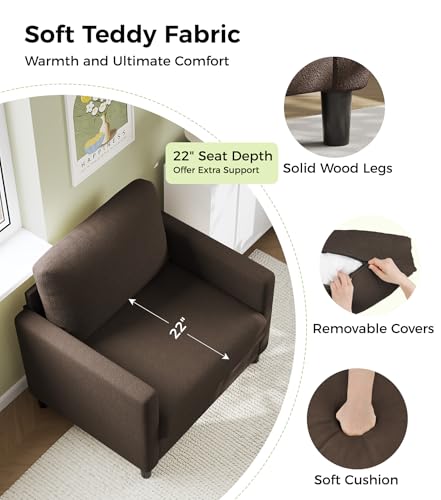 Sofa Accent Chair, 33" Reading Chair for Bedroom, Tool-Free Setup Living Room Accent Chairs, Comfy Arm Chairs Living Room, All-Wood Reading Nook
