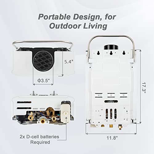 GASLAND BE158 Propane Tankless Water Heater 6L, Outdoor Portable Hot Water Heater, Overheating Protection, Easy to Install