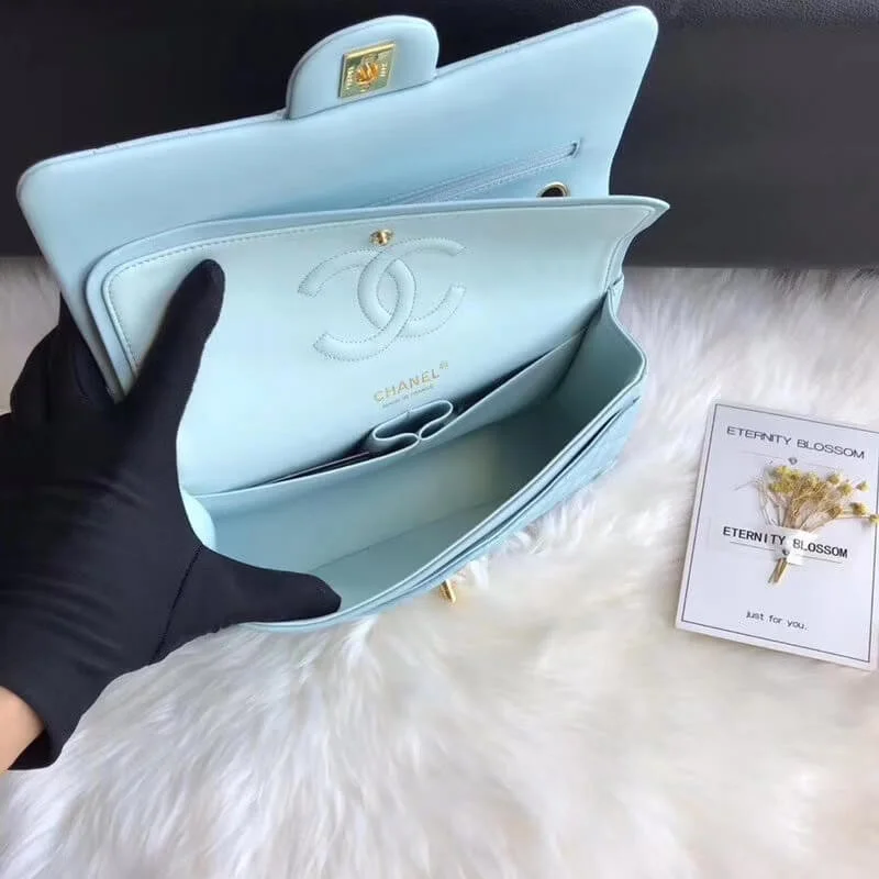 Chanel 1112 Tiffany Blue Medium Size 2.55 Lambskin Leather Flap Bag