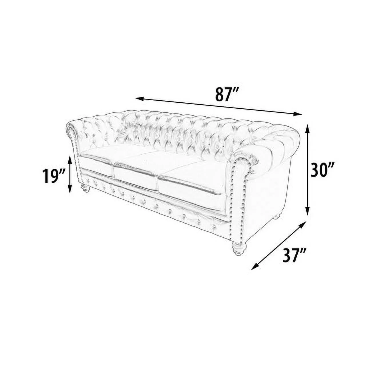 AFD Classic Chesterfield Dark Linen Sofa