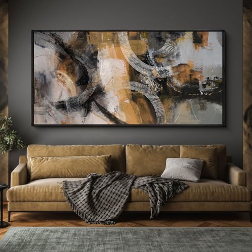 KLAKLA Wall Art for Living Room & Office - Modern Abstract Canvas Wall Art Decor - Orange, Gray, Yellow Paintings & Pictures for Living Room
