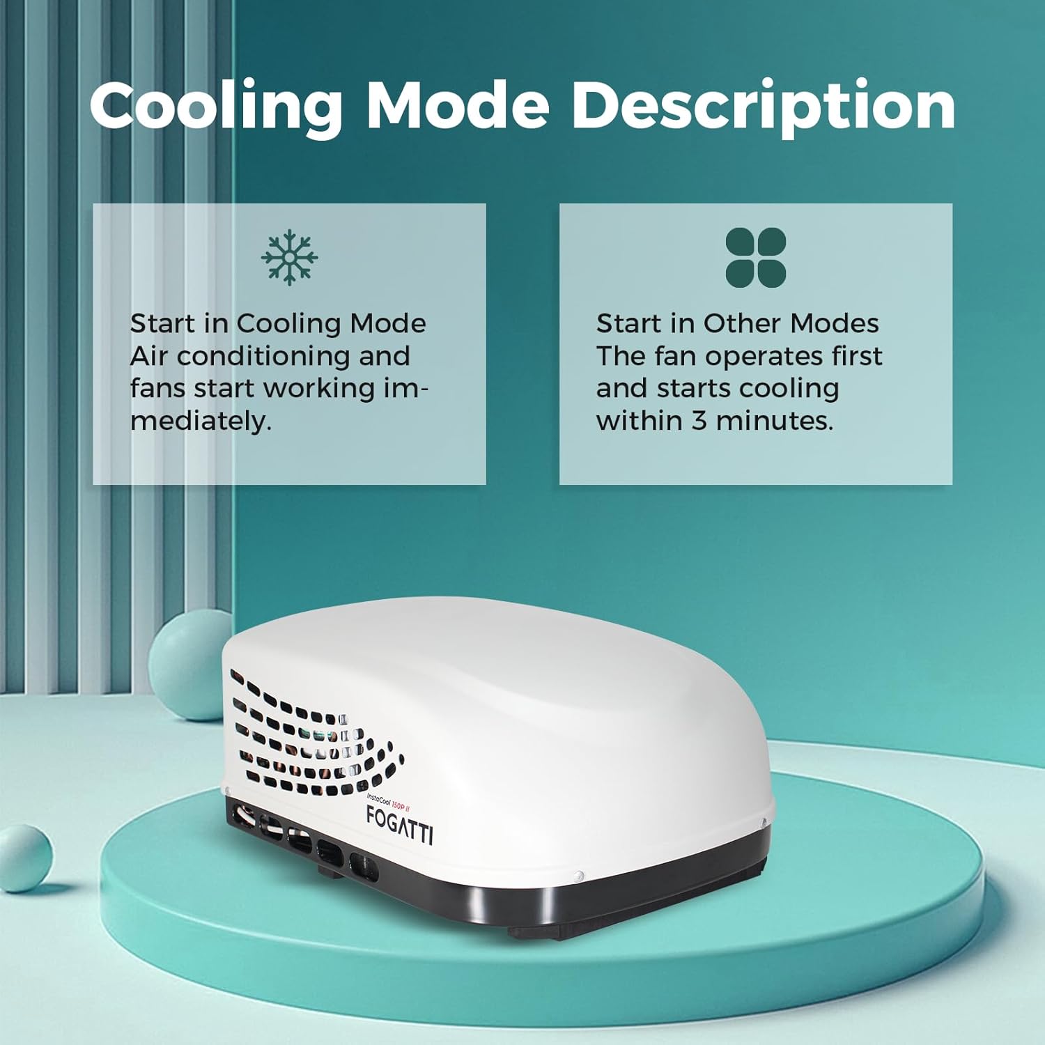FOGATTI RV Air Conditioner Rooftop Non-Ducted 13500 BTU RV AC Unit 115V(AC) including Air Distribution Box and White InstaCool Series
