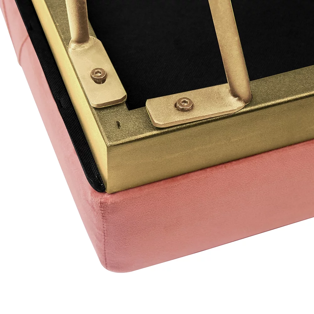 Leejay 44 inch Pink Velvet Bedroom Bench for End of Bed,Kitchen Dining Room Bench with Golden Leg