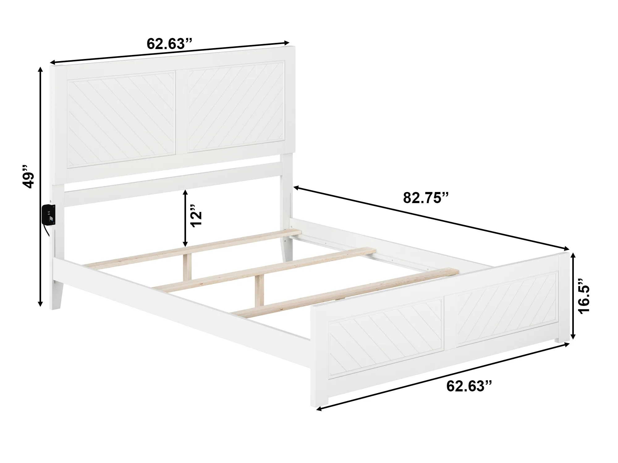 AFI Canyon White Solid Wood Foundation Bed Frame with Matching Footboard, Queen