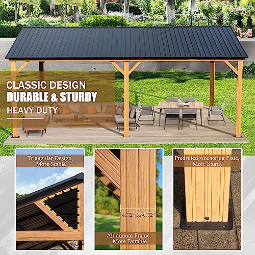 Domi 10' x 10' Hardtop Gazebo Outdoor Metal Gazebo with Galvanized Steel Double Roof Canopy, Curtains and Netting for Patio, Backyard, Deck