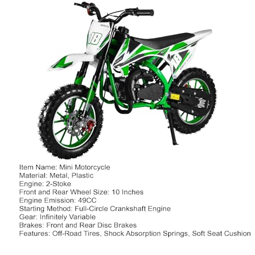 2025 Upgrade 49cc Kids Dirt Bike with Dual Disc Brakes, 2-Stroke 40KM/H Gas Pitbike