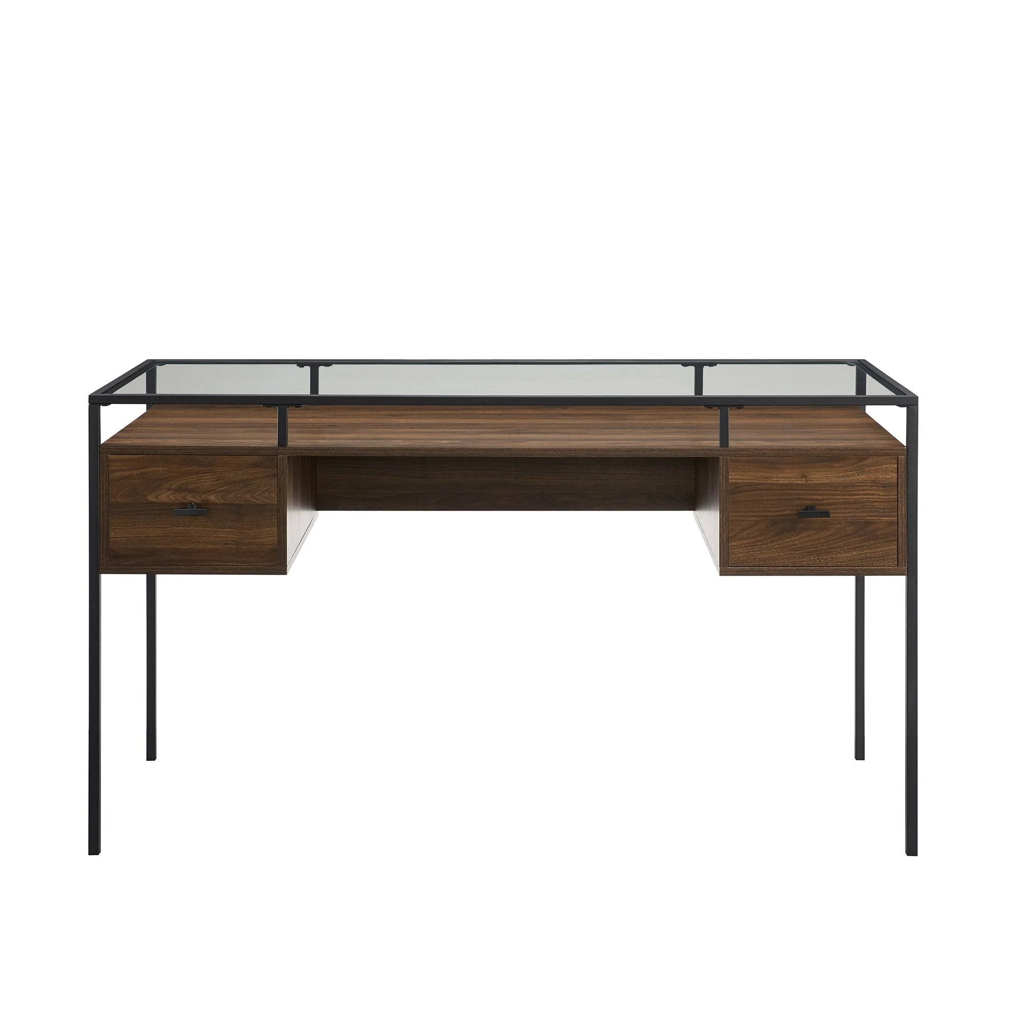Carson Carrington 56-Inch Glass Top Writing Desk - Dark Walnut