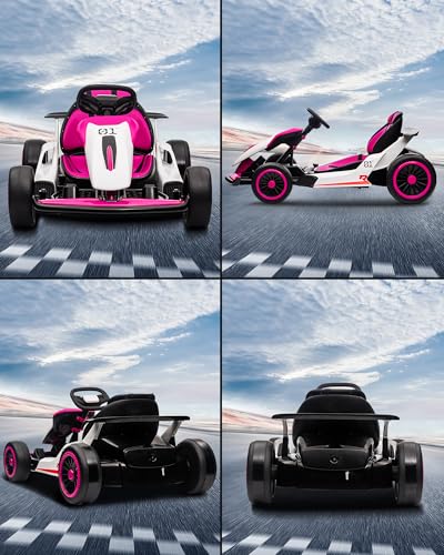 24V Go Kart for Kids 6-12 Year Old,Child Electric Drift Go-Kart with Music Mode,Electric Drifting Go Cart with Powerful Motor for 6+ Years Kid