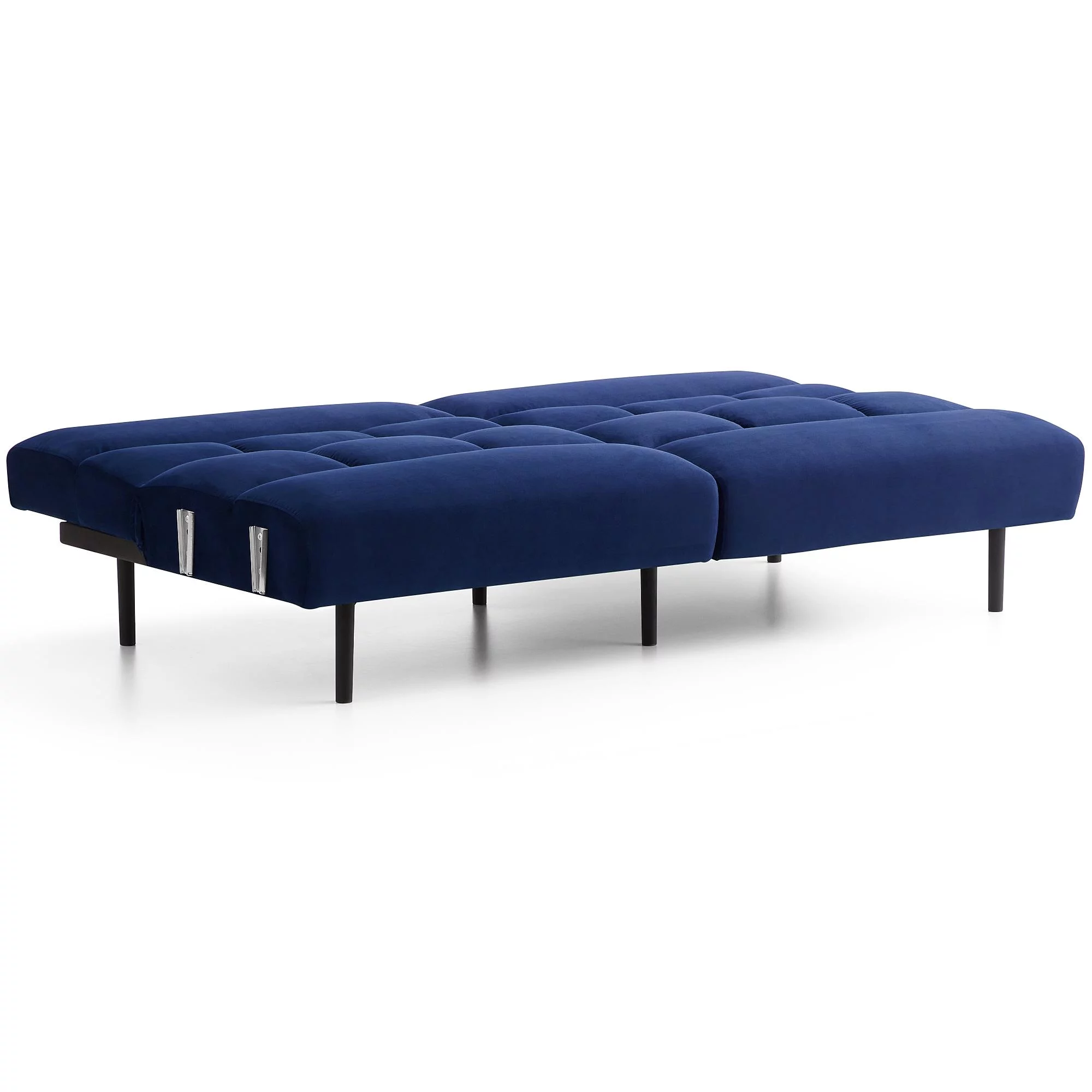Mayview Sofa Bed with Box Tufting and Removable Arms, Navy Velvet