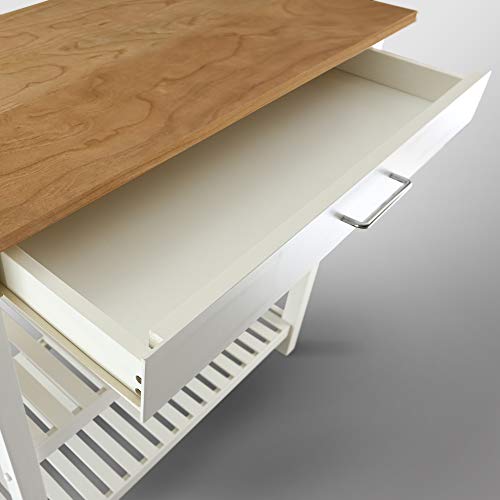 Casual Home Kitchen Island with Solid American Hardwood Top, Natural/White, 40" W (373-91)