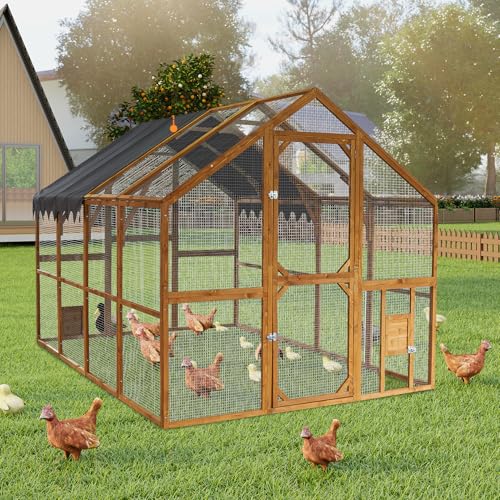 109.6'' Large Wood Chicken Coop Enclosures,Walk-in Poultry Cage