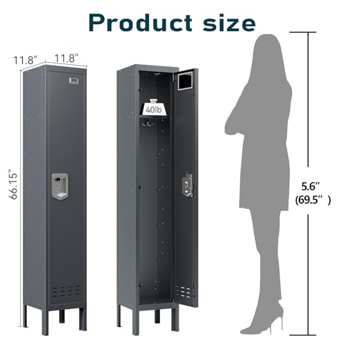 Metal Cabinet Home Office Storage,Lockers,Lockable Employees Metal Locker with Door,54" Height Steel Locker,Lockable Steel Locker for Gym,School,Home