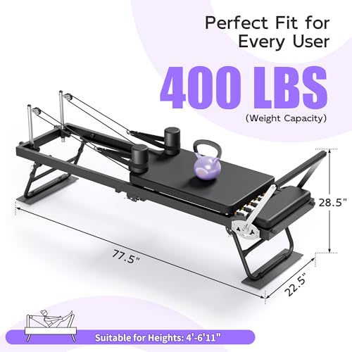 MU Pilates Reformer, Foldable Reformer Pilates Machine & Equipment for Home Use and Gym Workout, Suitable for Advanced and Beginners Users