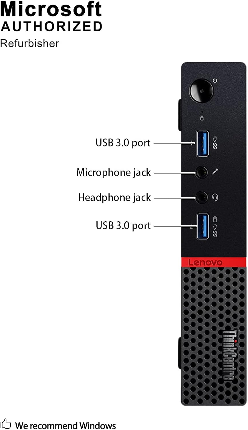 lenovo ThinkCentre M900 Tiny Desktop Micro Tower PC (Intel Core i5-6500T, 8 GB Ram, 256 GB SSD, USB 3.0, WiFi) Windows 10 Pro (Renewed)