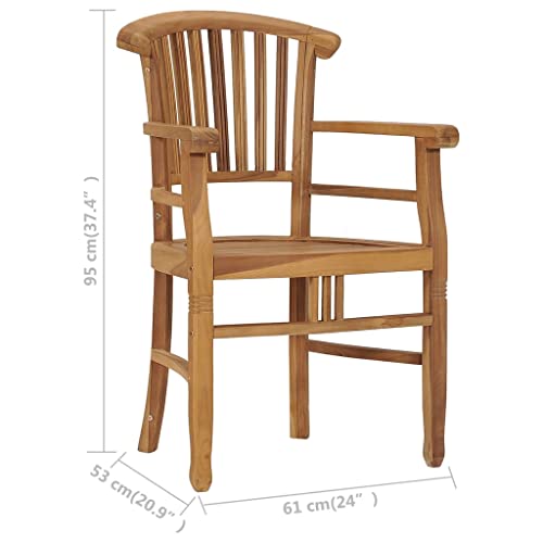 Patio Chairs 2 pcs Solid Teak Wood,Teak Wood Garden Dining Chairs with Backrest and Armrest for Patio and Dining Room Outdoor Seating Furniture