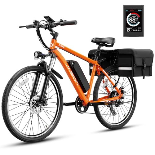 Jasion EB5 Electric Bike for Adults with Peak 500W Brushless Motor, 40Miles 20MPH Commuting Electric Mountain Bike with 360Wh Removable Battery