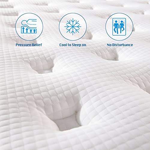 Rimensy Queen Mattress, 12 Inch Hybrid Mattress in a Box, Gel Memory Foam Mattress, Individually Wrapped Pocket Coils