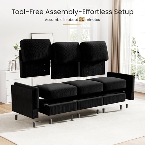 KKL Modular Sectional Sofa Bed with Storage Ottoman, Convertible L/U-Shaped Sleeper Couch for Living Room, Modern Reversible Design, Beige