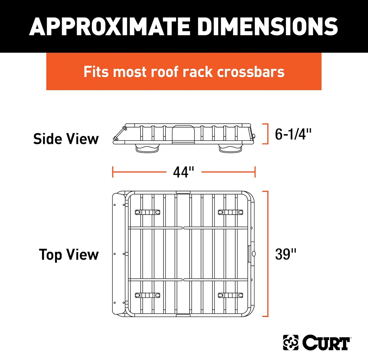 CURT 18115 Universal 42 x 37-Inch Black Steel Roof Rack Rooftop Cargo Carrier