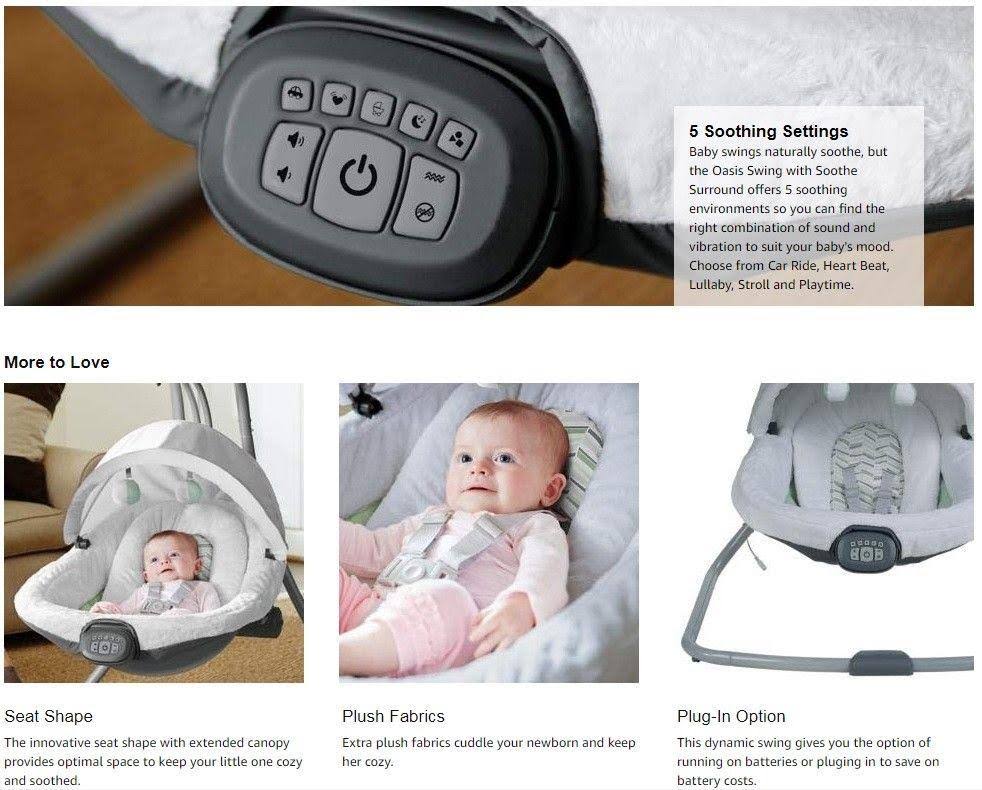 Graco Baby Oasis Swing with Soothe Surround Technology, Azure