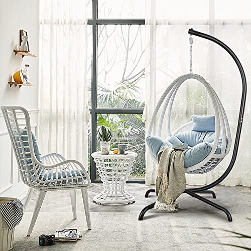 Chihee Egg Chair Foldable Wicker Rattan Hanging Chair Swing Chair Indoor Outdoor Patio Wicker Chair Hammock Chair with Stainless Steel Hanging Kit