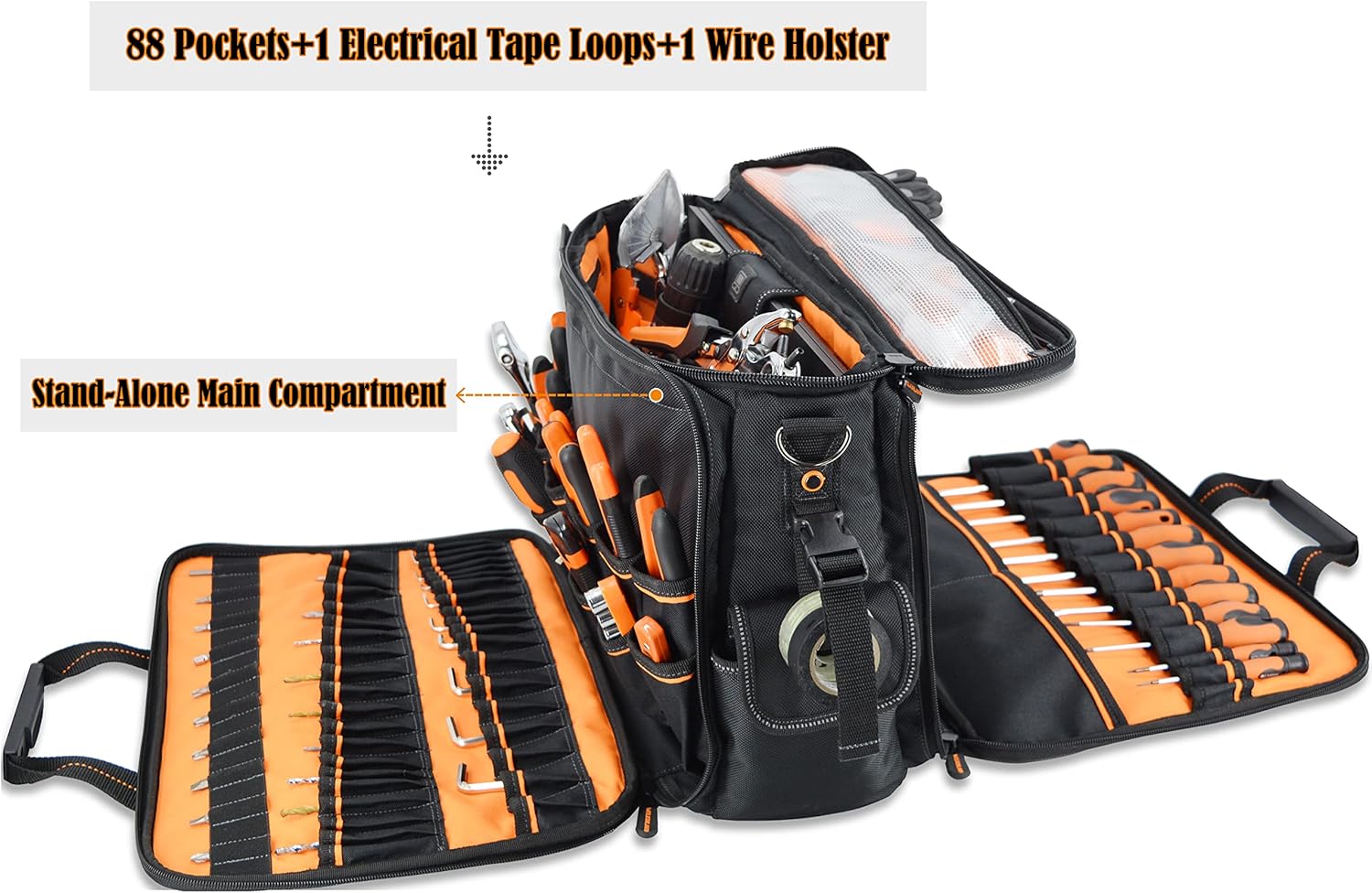 88-Pockets Electrician tool bag, Electricians tool bag, Electrician bag, Electrical tool bags, Technician tool bag, Computer technician bag