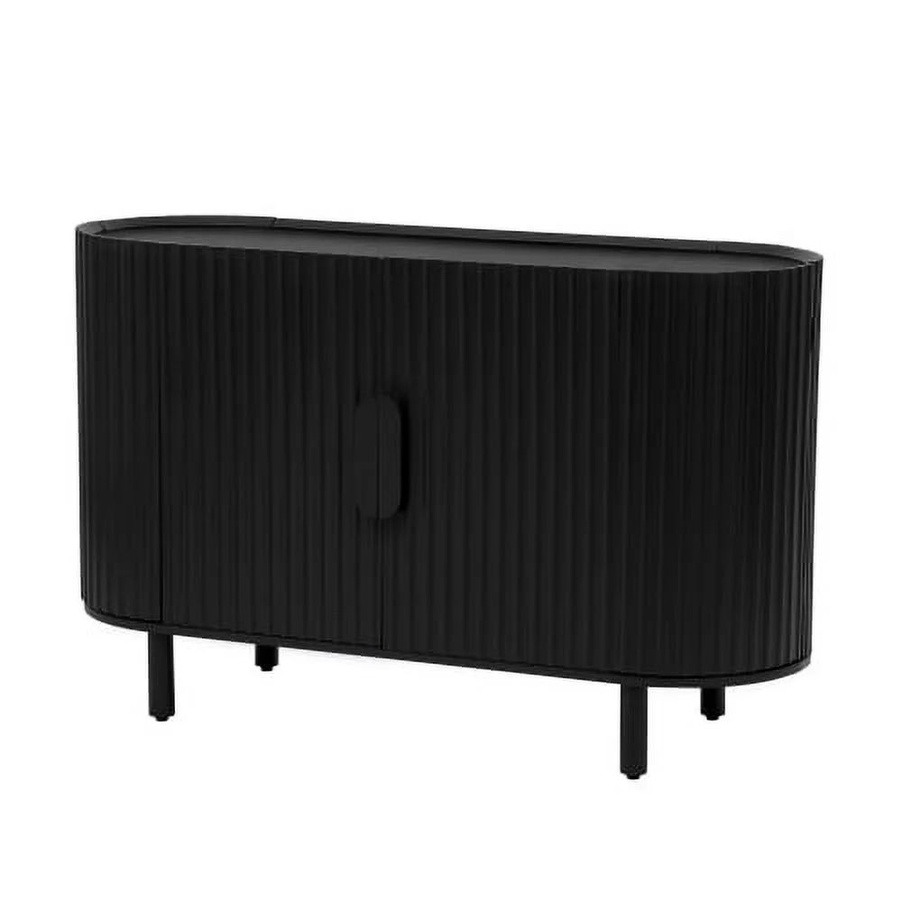 Motent Curved Design Light Luxury Sideboard with Adjustable Shelves,Suitable for Living Room,Study and Entrance, Black