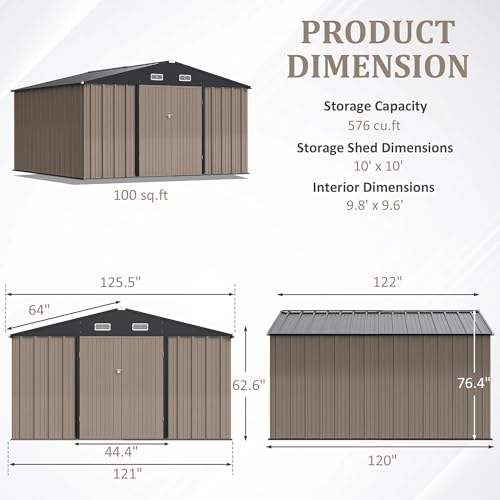 Greesum 5×3 FT Outdoor Storage Shed, Metal Storaged Sheds Without Floor, Tool Sheds with Lockable Doors and Sloping Roof for Garden, Patio, Backyard