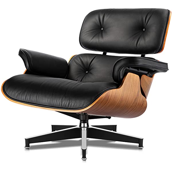 Mid Century Lounge Chair and Ottoman, Modern Chair Classic Design, Top Grain Leather Palisander Wood, Heavy Duty Base Support for Living Room, Study