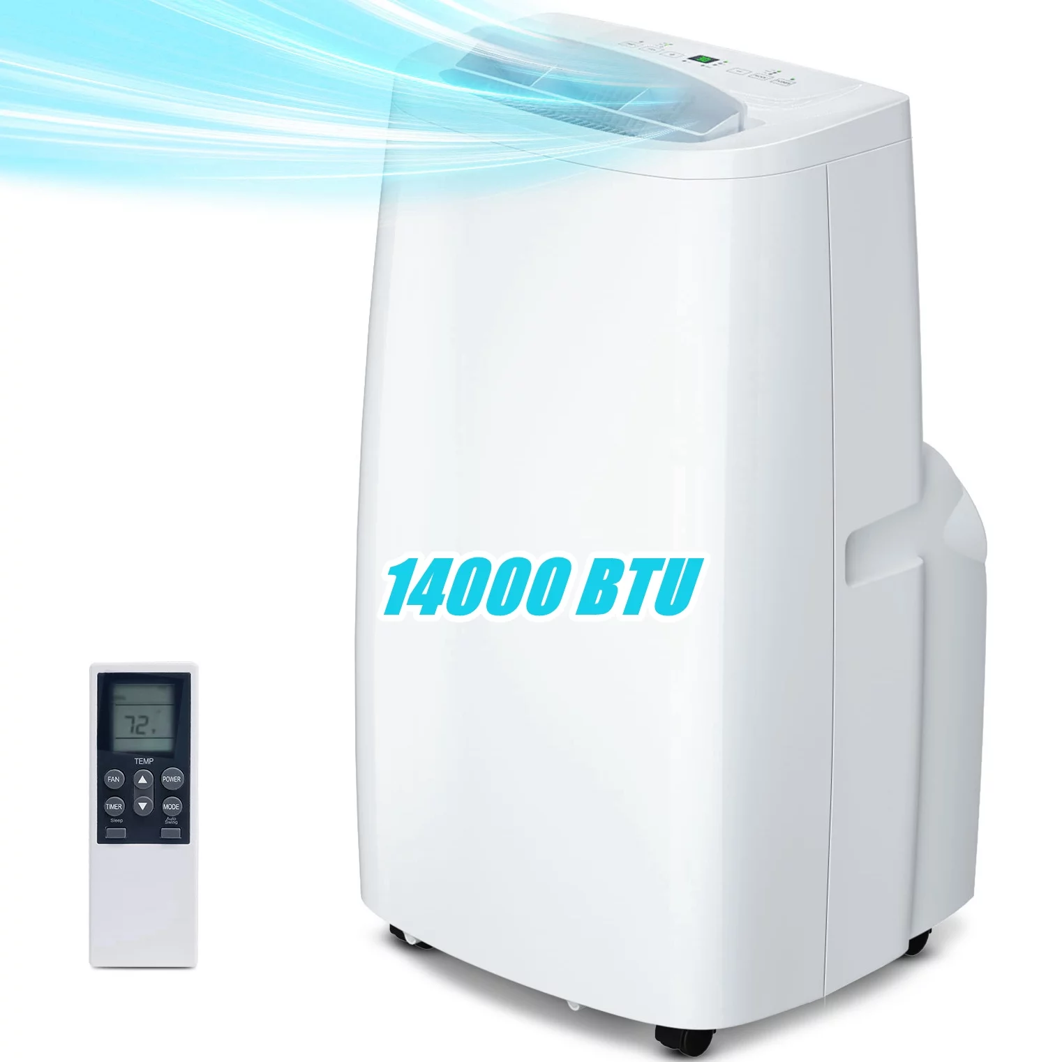 LifePlus Dual Hose Portable Air Conditioners 10200BTU (14000BTU ASHRAE) Indoor Room AC Unit Dehumidifier Air Filter Window Kits Easy Efficient