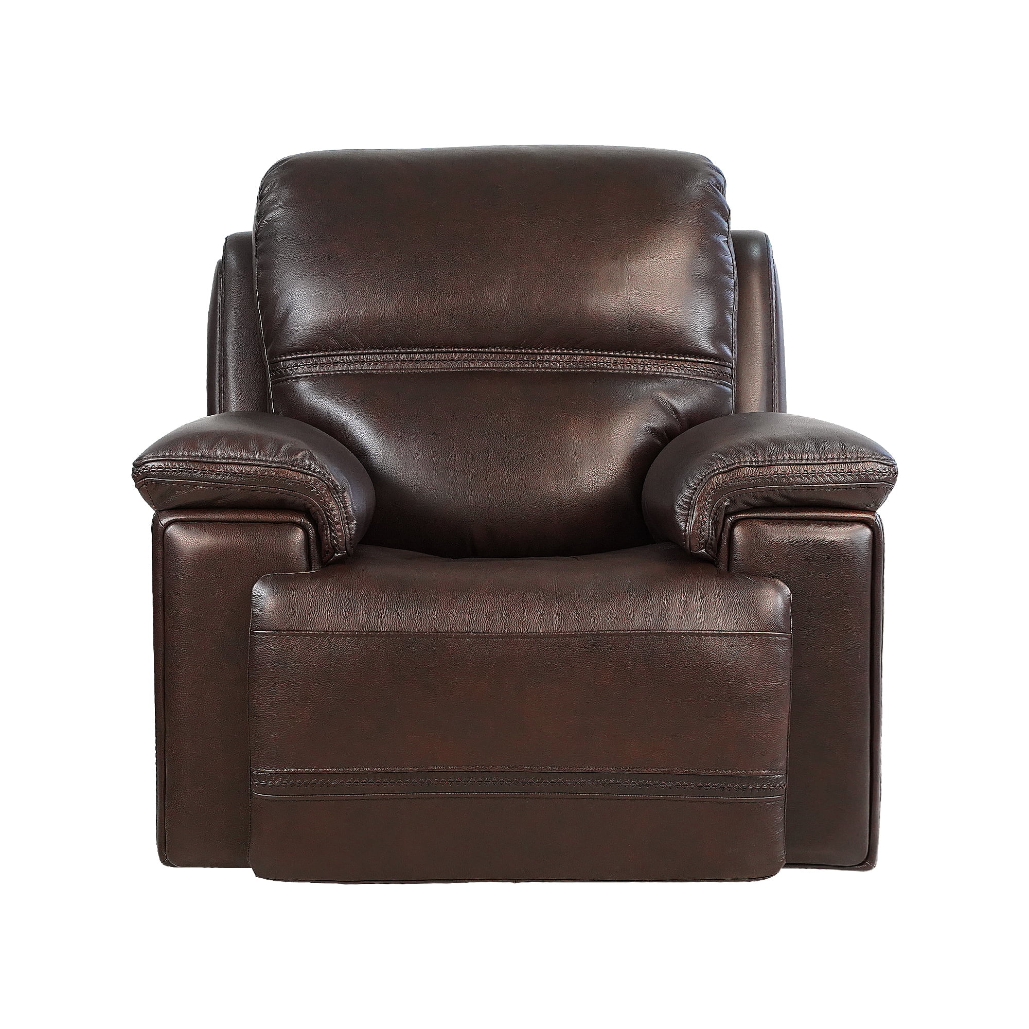Timo Top Grain Leather Power Recliner | Glider Recliner Chair | Adjustable Headrest | Cross Stitching