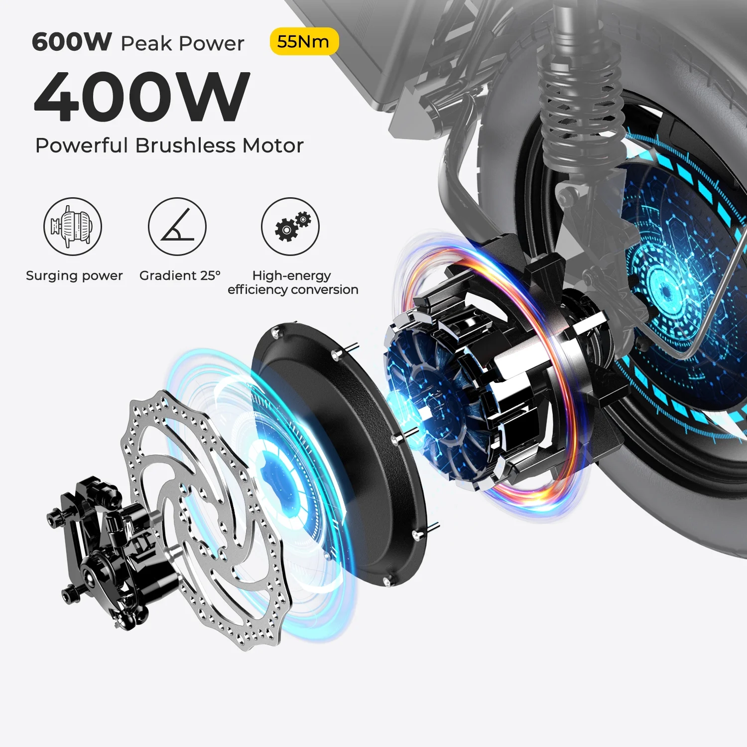 SOHAMO Electric Bike w/400W Motor and 48V 13Ah Removable Battery Folding Ebike for Adults and Teens, Full Suspension, 3 Levels Assist