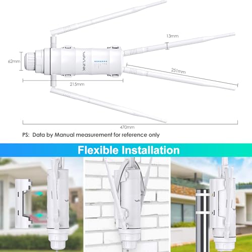 WAVLINK AC1200 Outdoor Long Range Weatherproof WiFi Extender/Wireless Access Point with Passive POE, Dual Band 2.4G+5G