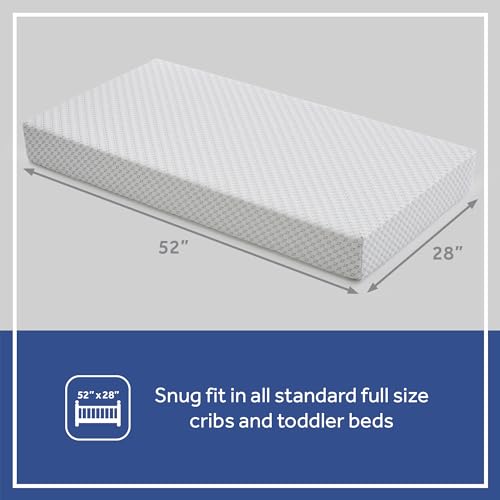 SEALY BABY OmniPedic Refresh Breathable Crib Mattress, GREENGUARD Gold Certified, Made in USA, Removable Knit Cover, 2 Stage, Toddler Bed Fit
