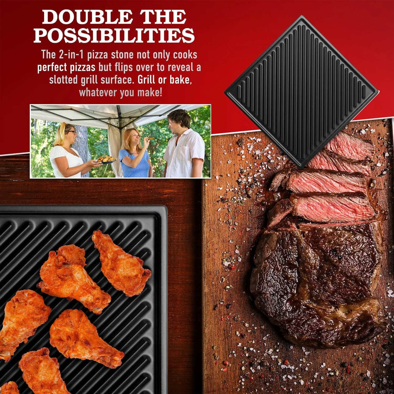 Electric Pizza Oven, 12-Inch Ceramic Stone and Grill, 1800W, Bakes up to 750 Degrees for Countertop  Style Pizza, 13" Double Wall Stainless Steel