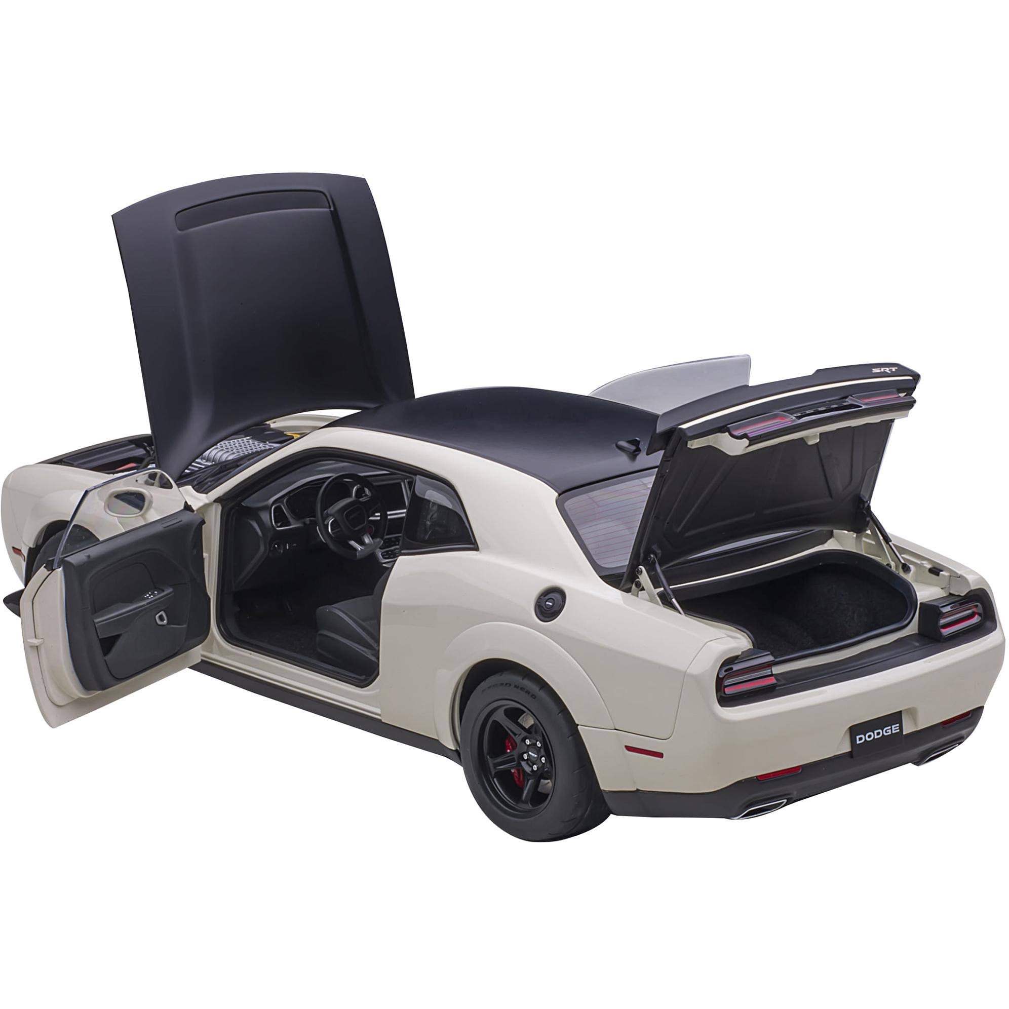 Dodge Challenger SRT Demon Knuckle White and Satin Black 1/18 Model Car by AUTOart
