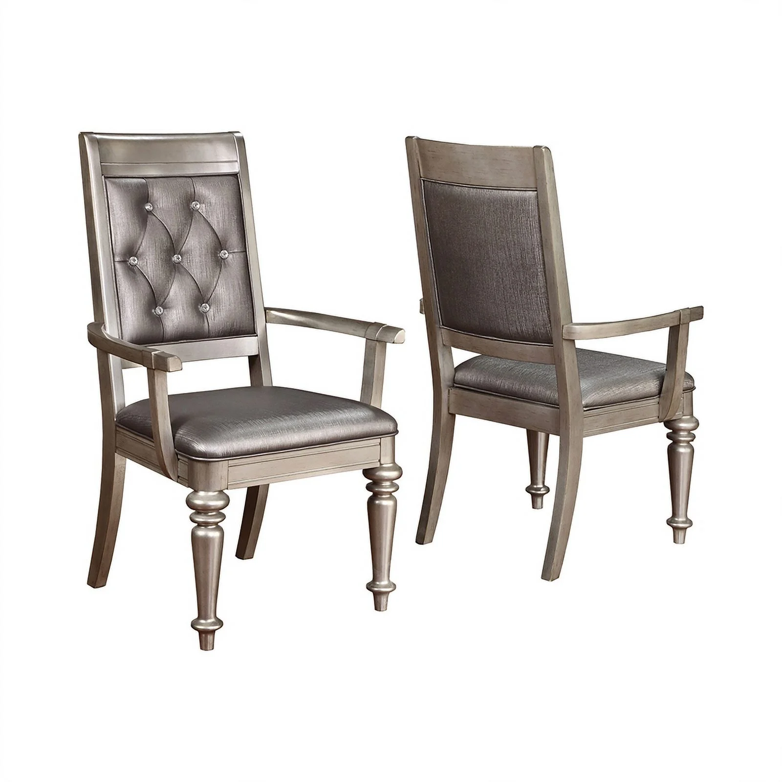 Bling Game Dining Room Set Metallic Platinum