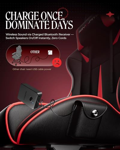 GTPLAYER Gaming Chair with Speakers, Video Game Chairs with Footrest, PC Gamer Chairs for Adults - Padded High Back Ergonomic Reclining Silla Gamer